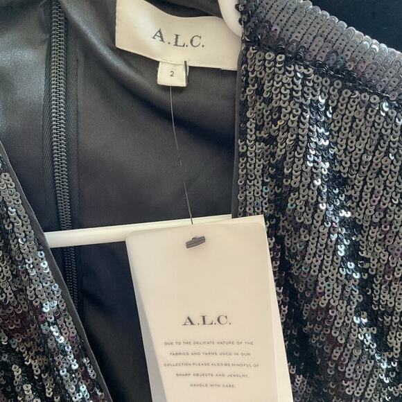 NWT A.L.C. Alexis Black Sequin Cutout Dress Size 2 - Picture 9 of 14